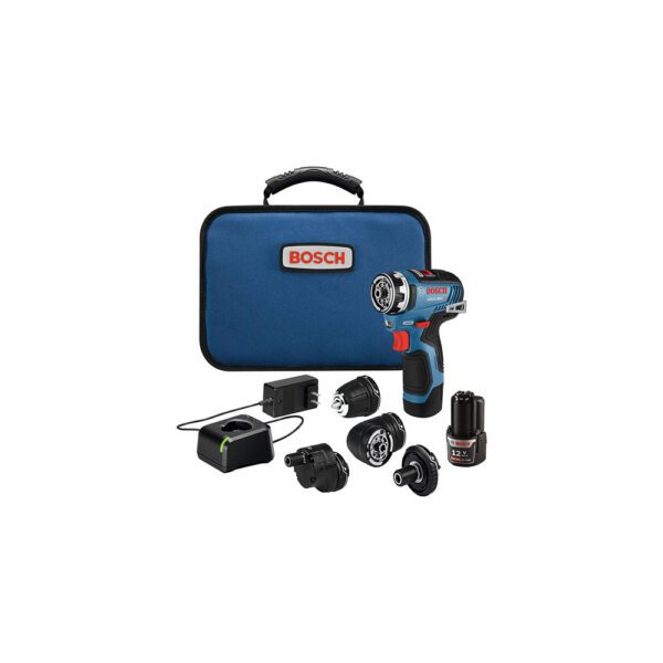 Bosch GSR12V-300FCB22 Kit de Taladro/Atornillador FlexiClick 5-en-1 sin Escobillas EC de 12V Max