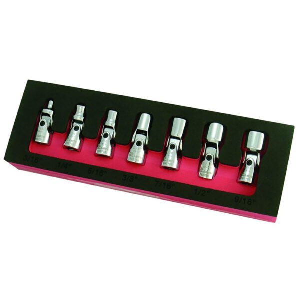 Astro Pneumatic 7407 Juego de 7 Dados Flexibles de 1/4'' de Accionamiento, Punto de 6, SAE