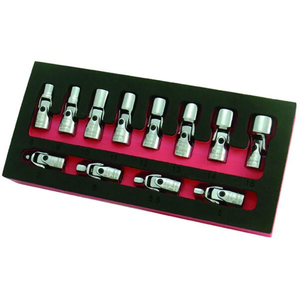 Astro Pneumatic 7412 Juego de 12 Dados Flexibles de 1/4'' de Accionamiento, Punto de 6, Métricos