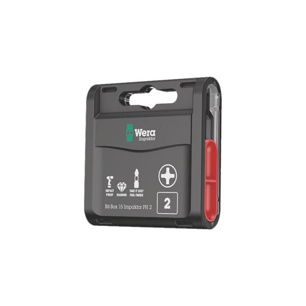 05057752001 Wera Juego de 15 Puntas Impaktor Phillips Bit-Box