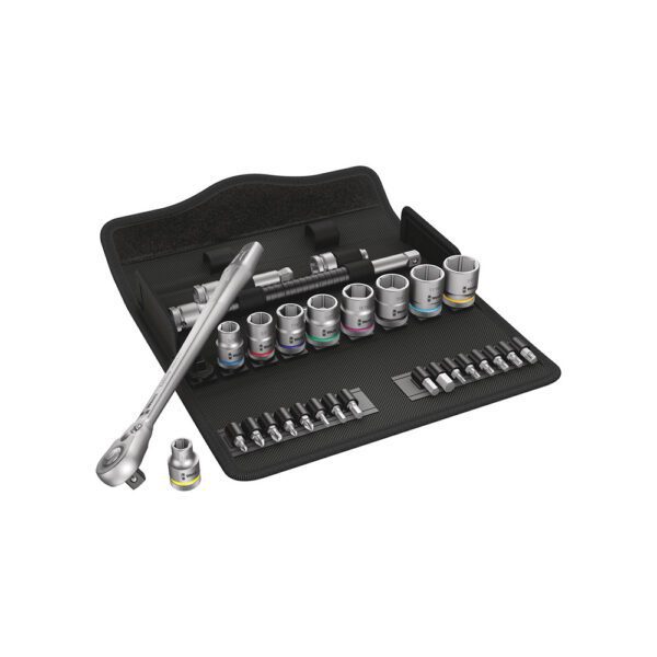 05004051001 Wera Juego de 29 Piezas 8100 SB 11 Zyklop Imperiales Metálicos de 3/8'' con Palanca de Cambio