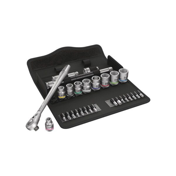 05004048001 Wera Juego de 29 Piezas 8100 SB 8 Zyklop Metálicos Métricos de 3/8'' con Palanca de Cambio