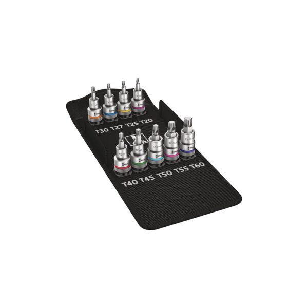 05004202001 Wera 9 Pc. 8767 C TORX HF 1 Juego de Dados Bit Zyklop 1/2'' con Función de Sujeción