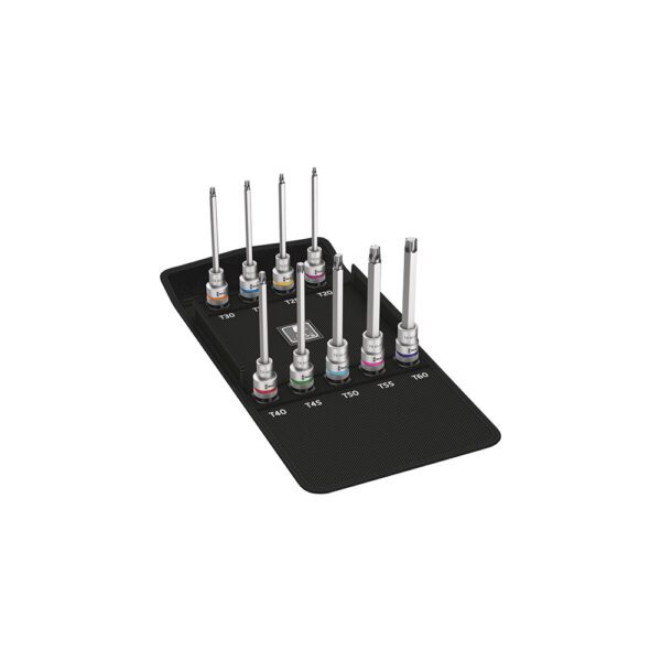 05004212001 Wera 9 Pc. 8767 C TORX HF 3 Juego de Dados Bit Zyklop 1/2'' con Función de Sujeción