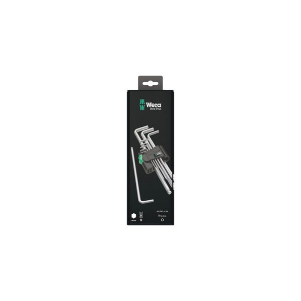 05073391001 Wera Juego de 9 Llaves Hexagonales Métricas Cromadas 950/9 Hex-Plus 1 SB
