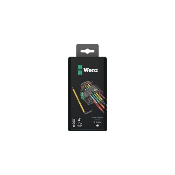 05073599001 Wera Juego de 9 Pc. 967/9 TX BO Multicolor 1 SB BlackLaser Llaves Hexagonales para Tornillos TORX con Protección