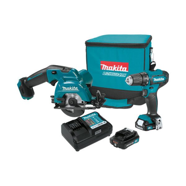Makita CT233R Kit Combo Inalámbrico de 2 Piezas con Batería de Litio-Ion CXT de 12V max (2.0Ah)