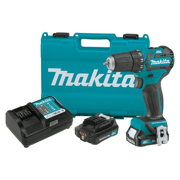 Makita FD07R1 Kit de Taladro-Atornillador Inalámbrico sin Escobillas de 3/8'' con Batería de Litio-Ion CXT de 12V max (2.0Ah)