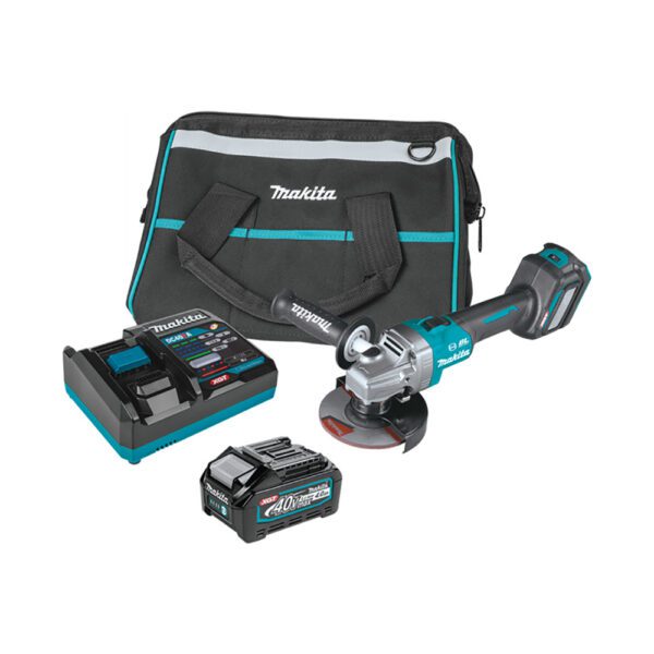 Makita GAG04M1 Kit de Amoladora Angular Inalámbrica Sin Escobillas de 4-1/2'' / 5'', con Freno Eléctrico, Compatible con AWS 40V max XGT (4.0Ah)