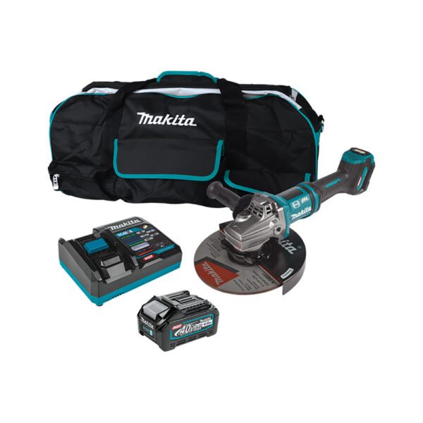 Makita GAG10M1 Kit de Amoladora Angular con Interruptor de Paleta Inalámbrica Sin Escobillas de 7'' / 9'', con Freno Eléctrico, Compatible con AWS 40V max XGT (4.0Ah)