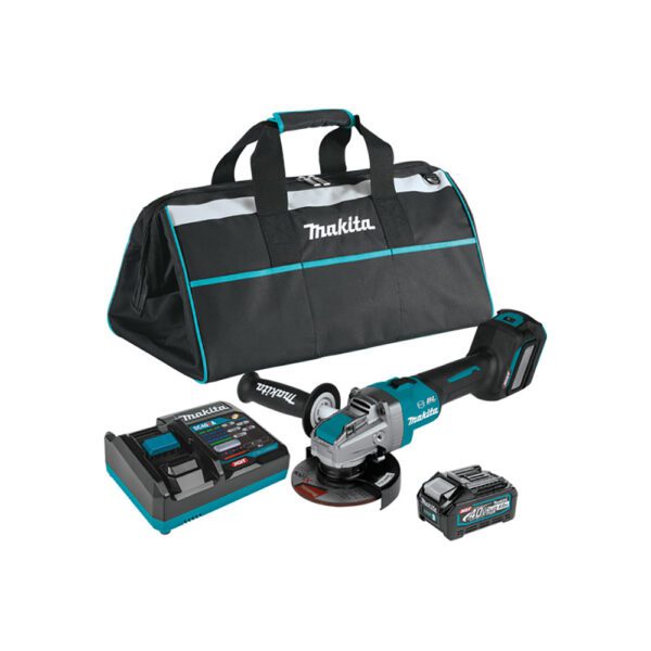 Makita GAG11M1 Kit de Amoladora Angular X-LOCK Inalámbrica Sin Escobillas de 4-1/2'' / 5'', con Freno Eléctrico, Compatible con AWS 40V max XGT (4.0Ah)