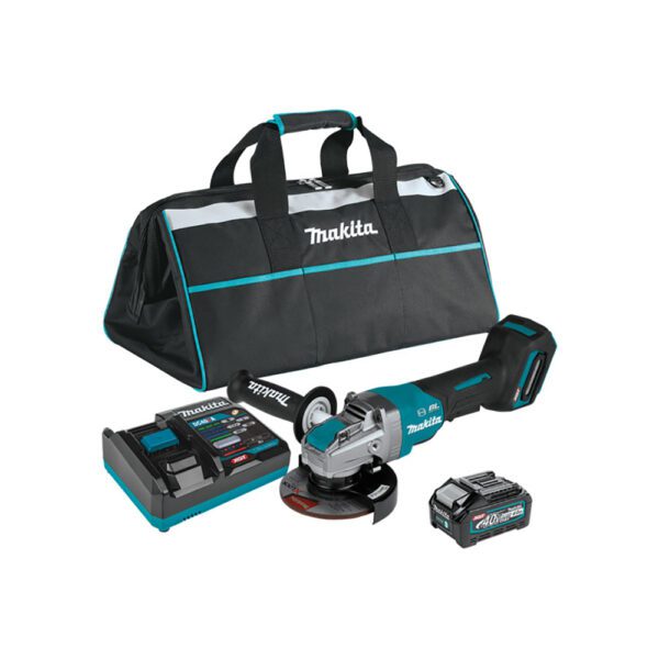 Makita GAG13M1 Kit de Amoladora Angular con Interruptor de Paleta X-LOCK Inalámbrica Sin Escobillas de 4-1/2'' / 5'', con Freno Eléctrico 40V max XGT (4.0Ah)