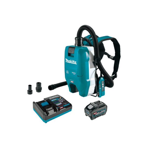 Makita GCV06T1 Kit de Extractor de Polvo Seco con Filtro HEPA y Mochila de 1/2 Galón Inalámbrico Sin Escobillas, Compatible con AWS 40V max XGT (5.0Ah)