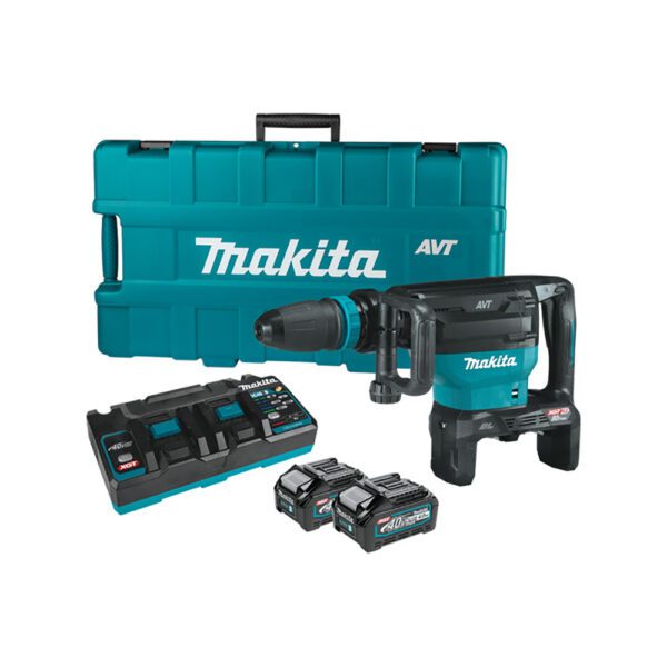 Makita GMH02PM Kit de Martillo Demoledor SDS-MAX AVT Inalámbrico Sin Escobillas de 28 lb 80V max (40V max X2) XGT, Compatible con AWS (4.0Ah)