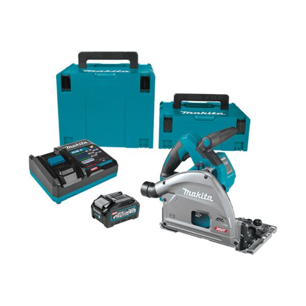 Makita GPS01M1J Kit de Sierra Circular de Inmersión Inalámbrica Sin Escobillas de 6-1/2'', Compatible con AWS 40V max XGT (4.0Ah)