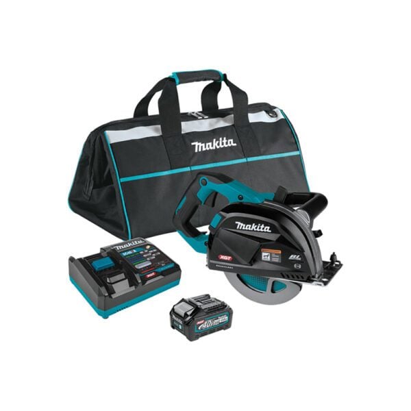 Makita GSC01M1 Kit de Sierra para Corte de Metal Inalámbrica Sin Escobillas de 7-1/4'', con Freno Eléctrico y Recolector de Virutas 40V max XGT (4.0Ah)