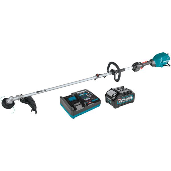 Makita GUX01JM1X1 Kit de Cabeza de Potencia de Eje Acoplable Inalámbrica Sin Escobillas con Accesorio de Recortadora de Cuerda de 17'' 40V max XGT (4.0Ah)
