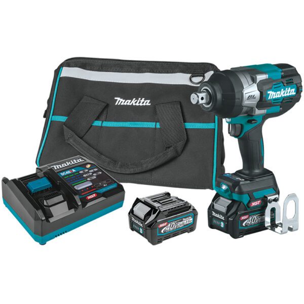 Makita GWT01D Kit de Llave de Impacto Inalámbrica Sin Escobillas de 4 Velocidades y Alto Torque de 3/4'' Sq. Dr. con Anillo de Fricción 40V max XGT (2.5Ah)
