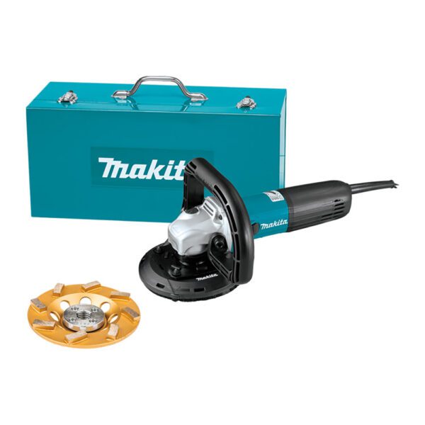 Makita PC5010CX1 Aplanadora de Concreto Compacta SJS II de 5'' con Cable, con Carcasa de Extracción de Polvo y Rueda de Copa de Diamante