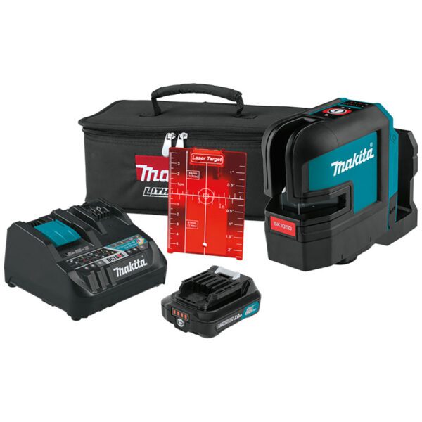 Makita SK105DNAX 12V max CXT Ion de Litio Inalámbrico Kit Láser Autonivelante de Línea Cruzada de Haz Rojo (2.0Ah)