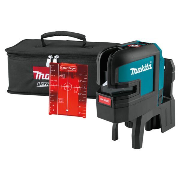 Makita SK106DZ 12V max CXT Ion de Litio Inalámbrico Láser Autonivelante de Línea Cruzada/4-Puntos de Haz Rojo, Solo Herramienta