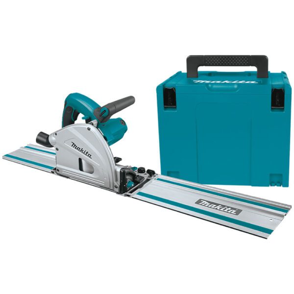 Makita SP6000J1 Kit de Sierra Circular de Inmersión de 6-1/2'', con Estuche de Herramientas Apilable y Riel Guía de 55''