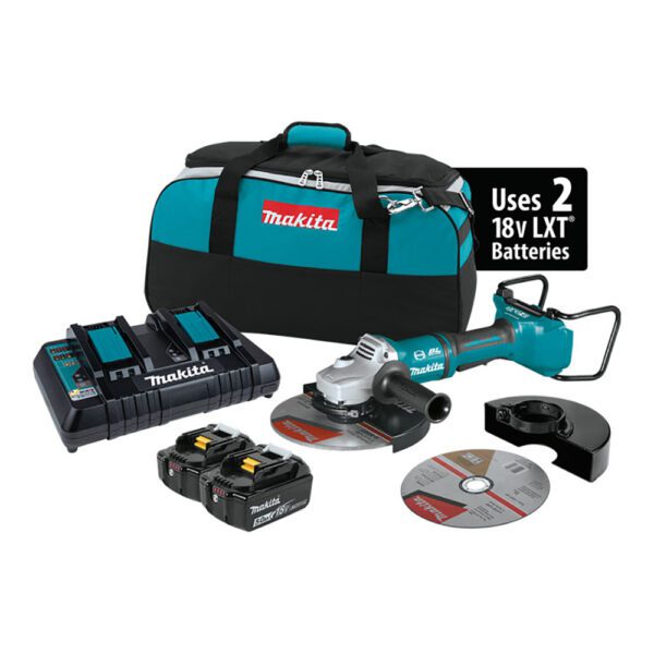 Makita XAG13PT1 Amoladora Angular Inalámbrica 36V (Makita 18V X2) LXT sin Escobillas de 9'' con Interruptor de Paleta y Freno Eléctrico (5.0Ah)