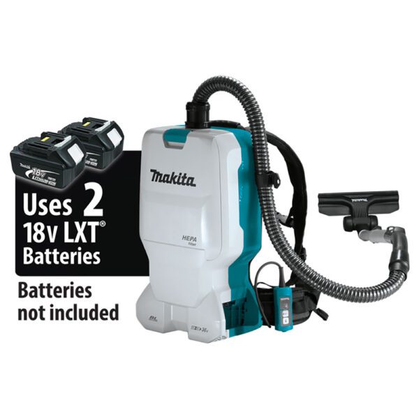 Makita XCV17Z Aspiradora de Mochila Seca con Filtro HEPA Sin Escobillas 36V (18V X2) LXT, Solo Herramienta