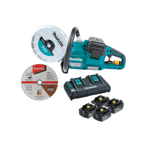 Makita XEC01PT1 36V (18V X2) LXT Kit de Cortador de Potencia sin Escobillas de 9'', con AFT, Freno Eléctrico, 4 Baterías (5.0 Ah)