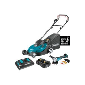 Makita XML02PTX1 Kit de Cortacésped de 17'' 36V (18V X2) LXT (5.0Ah) y Amoladora Angular Sin Escobillas