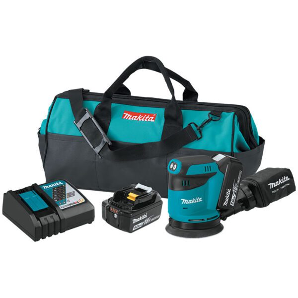 Makita XOB01T Lijadora Orbital Aleatoria Inalámbrica 18V LXT de Iones de Litio de 5'' con Kit (5.0Ah)
