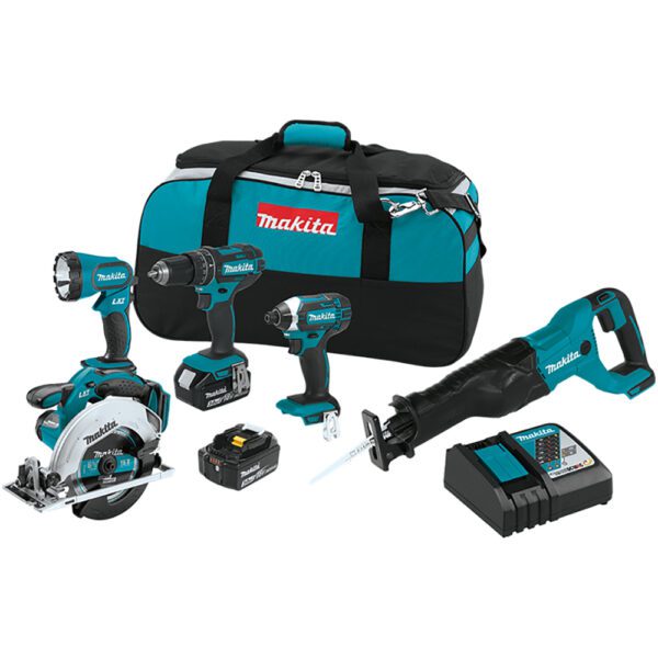 Makita XT505 18V LXT Kit Combo Inalámbrico de Ion-Litio de 5 Piezas (3.0Ah)