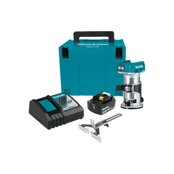 Makita XTR01T8J Kit Inicial de Router Compacto Inalámbrico Sin Escobillas 18V LXT Litio-Ion (5.0Ah)