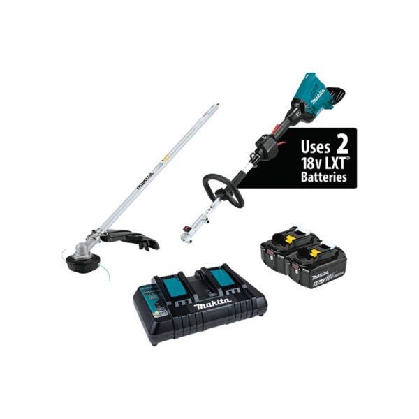 Makita XUX01M5PT Kit de Cabezal de Potencia de Eje Acoplable Sin Escobillas 36V (18V X2) LXT con Accesorio de Desbrozadora (5.0Ah)