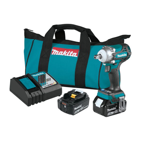 Makita XWT15T 18V LXT Kit de Llave de Impacto Inalámbrica sin Escobillas de 4 Velocidades de 1/2'' con Ánima de Retención (5.0Ah)