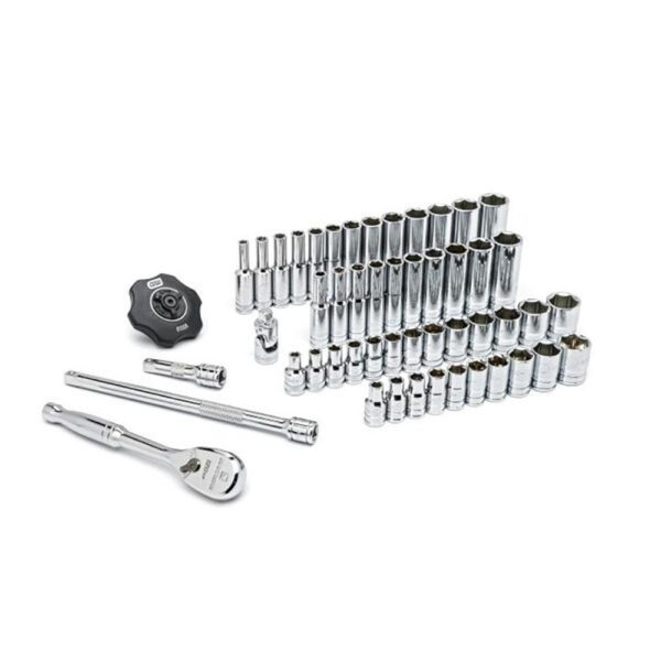 80300 GearWrench Juego de Herramientas de Mecanico SAE/Metrico Estandar y Profundo de 6 Puntos con Impulsor de 1/4'' de 51 Piezas