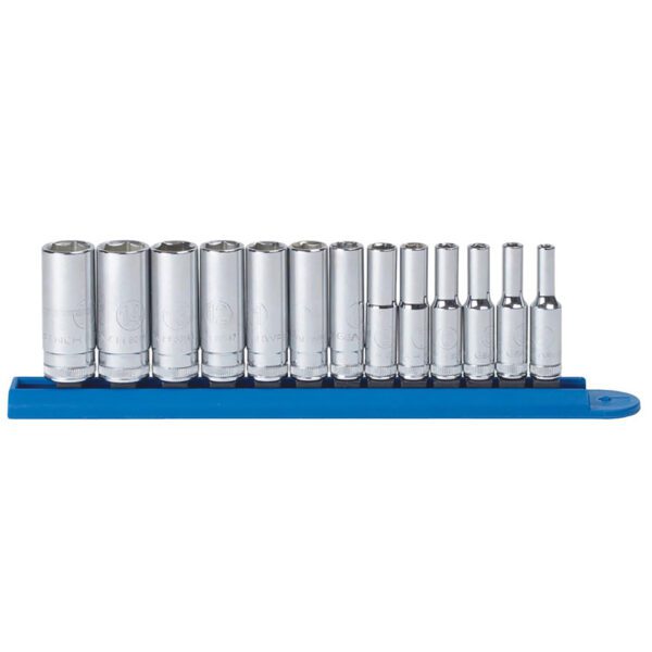 80304 GearWrench Juego de Dados Profundos Metricos de 6 Puntos con Impulsor de 1/4'' de 13 Piezas