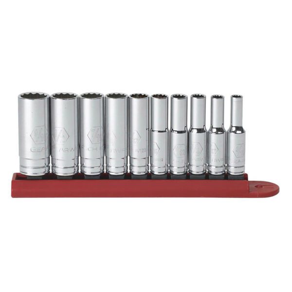 80309D GearWrench Juego de Dados Profundos SAE de 12 Puntos con Impulsor de 1/4'' de 10 Piezas