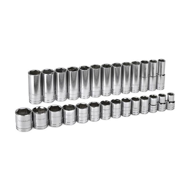 80729 GearWrench Juego de Dados SAE Estandar y Profundo de 6 Puntos con Impulsor de 1/2'' de 27 Piezas