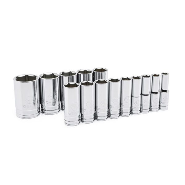 80733 GearWrench Juego de Dados SAE Profundos de 6 Puntos con Impulsor de 1/2'' de 14 Piezas
