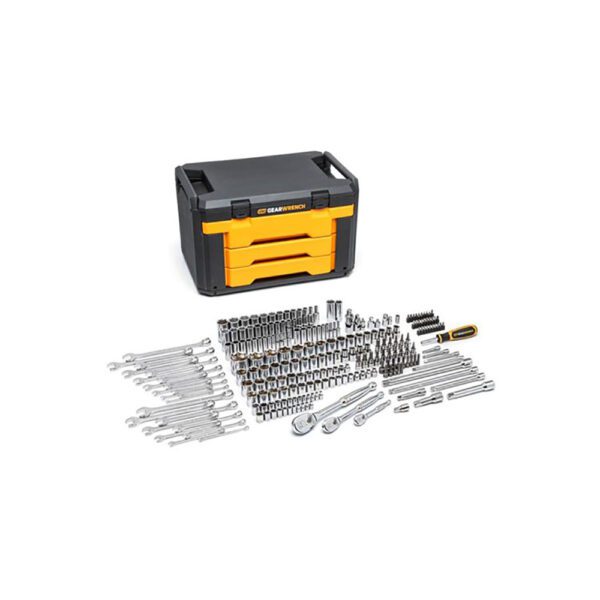 80966 GearWrench Juego de Herramientas Mecánicas de 243 Piezas de 6 Puntos en Caja de Almacenamiento de 3 Cajones