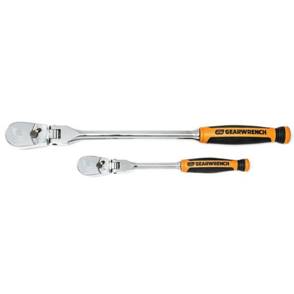 81204T GearWrench Juego de 2 Trinquetes de Lágrima con Cabeza Flexible de Doble Material de 90 Dientes de 1/4'' y 3/8''