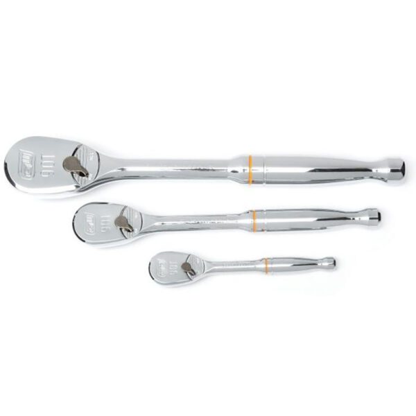 81206T GearWrench Juego de 3 Trinquetes de Lágrima de 90 Dientes de 1/4'', 3/8'' y 1/2''