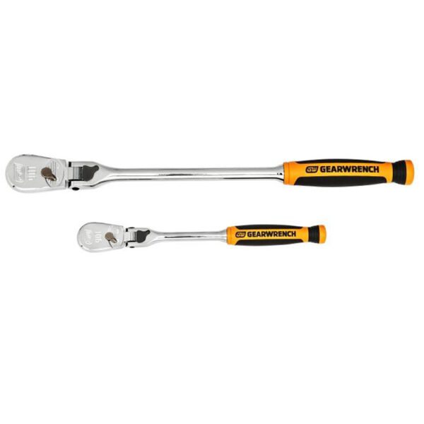 81275T GearWrench Juego de 2 Trinquetes de Lágrima con Cabeza Flexible de Bloqueo de Doble Material de 90 Dientes de 1/4'' y 3/8''
