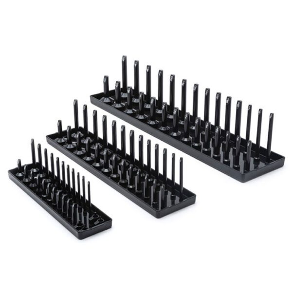 83118 GearWrench Juego de 3 Bandejas de Almacenamiento de Dados SAE Negras de 1/4'', 3/8'' y 1/2''