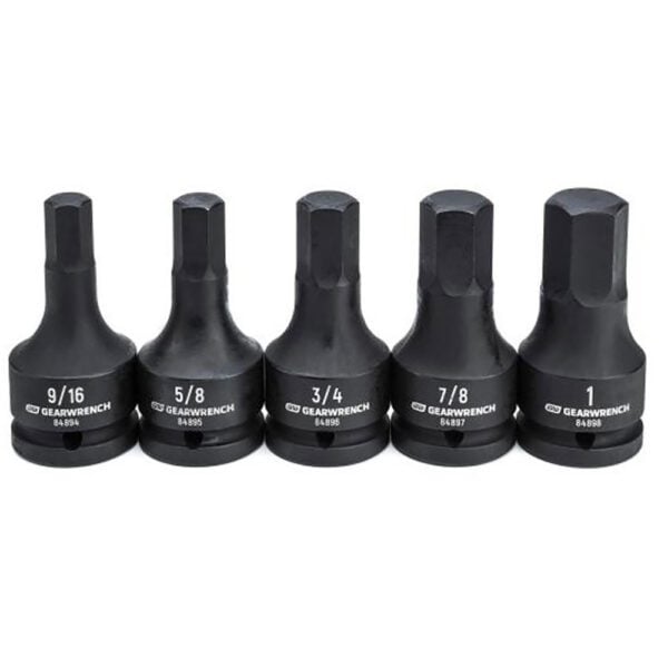 84899 GearWrench Juego de 5 Piezas de Dados Hexagonales de Impacto de 3/4'' SAE