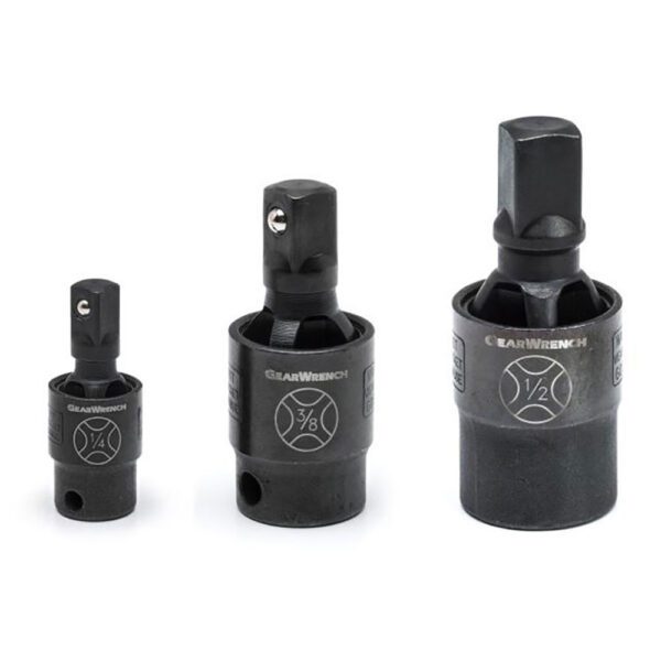 84960 GearWrench Juego de 3 Piezas de Articulaciones Universales de Impacto Sin Pasador X-Core de 1/4'', 3/8'' y 1/2''