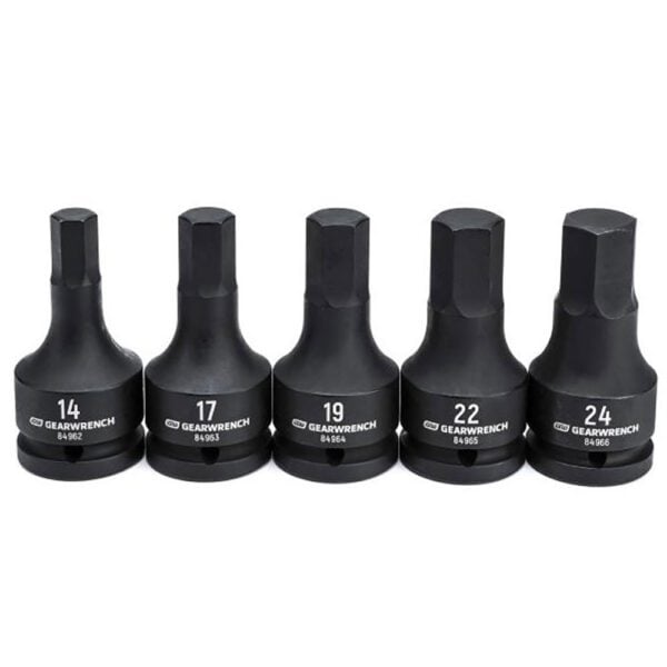 84968 GearWrench Juego de 5 Piezas de Dados Hexagonales de Impacto Métrico de 3/4''