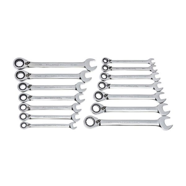 85142 GearWrench Juego de 14PC de Llaves Combinadas de Trinquete Reversible de 12 Puntos y 72 Dientes SAE/Métricas