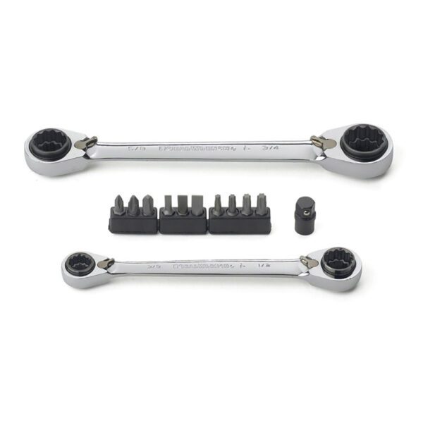 85200 GearWrench Juego de Llaves de Trinquete de Doble Caja QuadBox de 12 Puntos de 12 Piezas